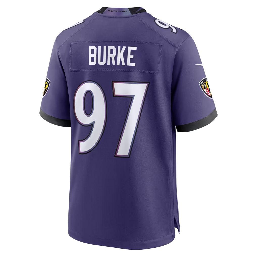 B.Ravens #97 Ethan Burke Purple Team Game jersey BUTLER