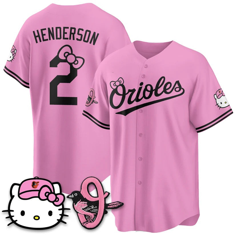 Baltimore Orioles #2 Gunnar Henderson Pink BUTLER Meow KT Vapor Premier Limited Stitched Jersey