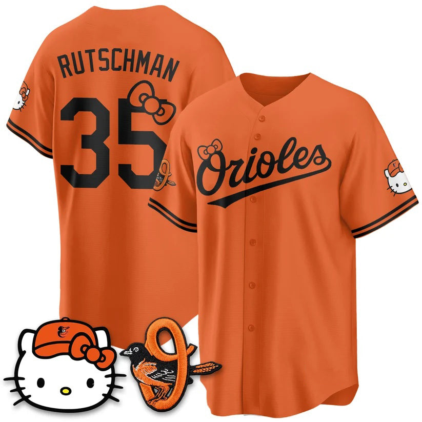 Baltimore Orioles #35 Adley Rutschman Orange BUTLER Meow KT Vapor Premier Limited Stitched Jersey