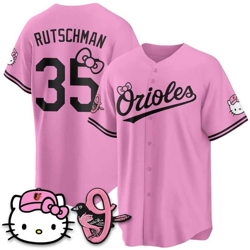 Baltimore Orioles #35 Adley Rutschman Pink BUTLER Meow KT Vapor Premier Limited Stitched Jersey