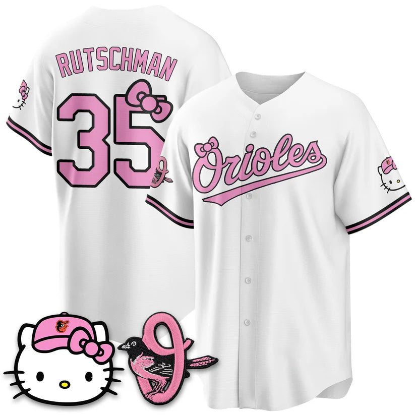 Baltimore Orioles #35 Adley Rutschman White BUTLER Meow KT Vapor Premier Limited Stitched Jersey