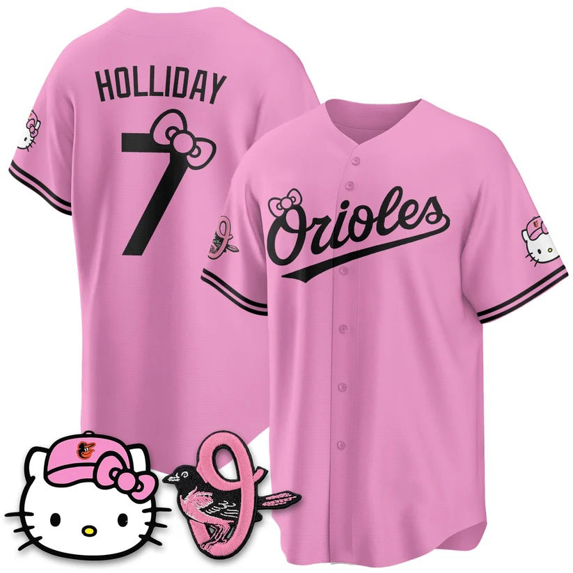 Baltimore Orioles #7 Jackson Holliday Pink BUTLER Meow KT Vapor Premier Limited Stitched Jersey