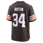 C.Browns #34 Michael Burton Brown Team Game jersey BUTLER