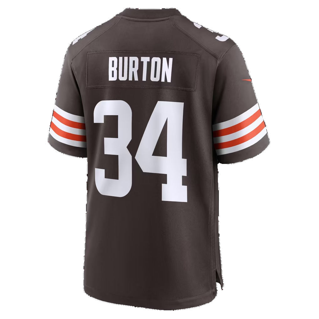 C.Browns #34 Michael Burton Brown Team Game jersey BUTLER