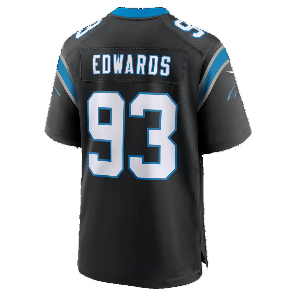 C.Panthers #93 TeRah Edwards Black Team Game jersey BUTLER