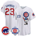 Chicago Cubs #23 Ryne Sandberg Pinstripe Pink BUTLER Meow KT All Stitched Jersey
