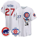 Chicago Cubs #27 Seiya Suzuki Pinstripe Pink BUTLER Meow KT All Stitched Jersey