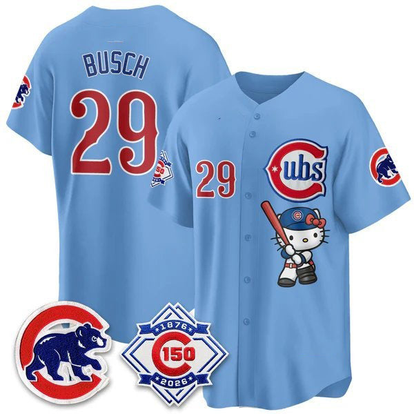 Chicago Cubs #29 Michael Busch Blue BUTLER Meow KT All Stitched Jersey