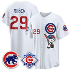 Chicago Cubs #29 Michael Busch White BUTLER Meow KT All Stitched Jersey