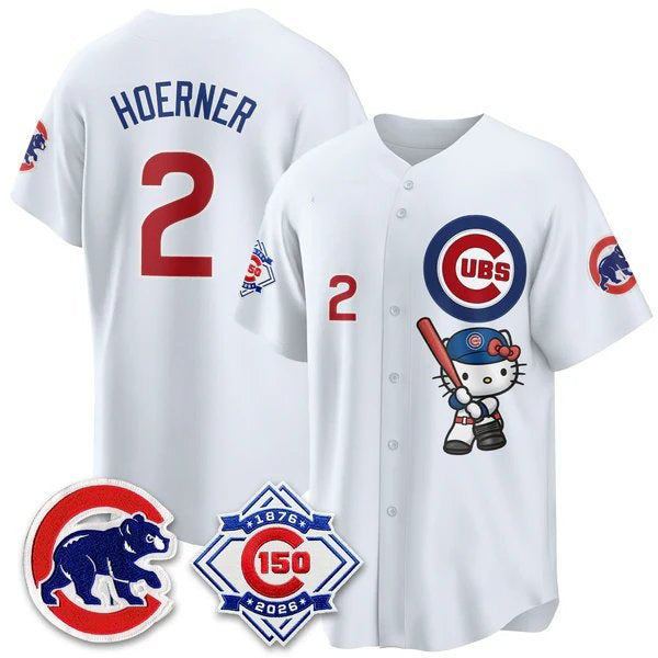 Chicago Cubs #2 Nico Hoerner White BUTLER Meow KT All Stitched Jersey