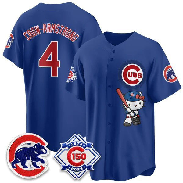 Chicago Cubs #4 Pete Crow-Armstrong Royal BUTLER Meow KT All Stitched Jersey