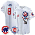 Chicago Cubs #8 Ian Happ Pinstripe White BUTLER Meow KT All Stitched Jersey