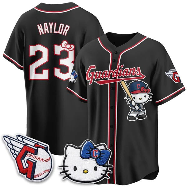 Cleveland Guardians #23 Josh Naylor Black BUTLER Meow KT Vapor Stitched Jersey