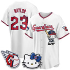 Cleveland Guardians #23 Josh Naylor White BUTLER Meow KT Vapor Stitched Jersey