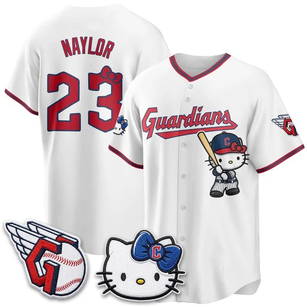 Cleveland Guardians #23 Josh Naylor White BUTLER Meow KT Vapor Stitched Jersey