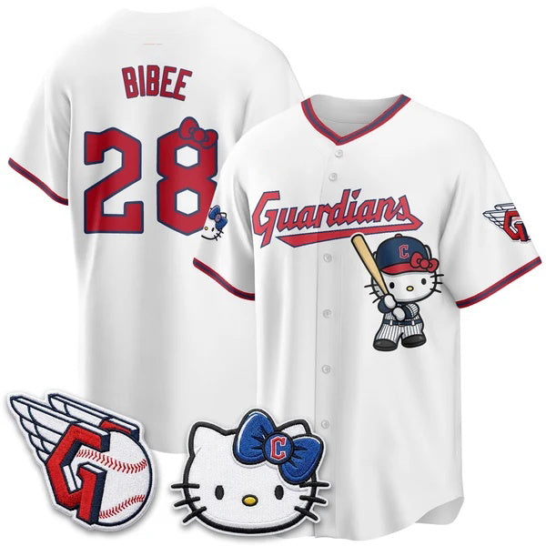 Cleveland Guardians #28 Tanner Bibee White BUTLER Meow KT Vapor Stitched Jersey