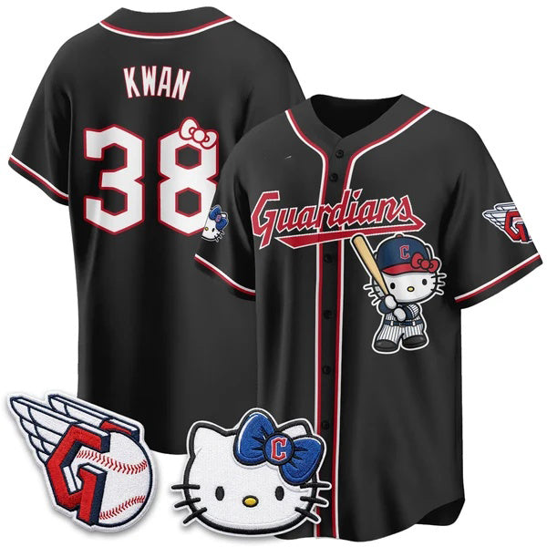 Cleveland Guardians #38 Black White BUTLER Meow KT Vapor Stitched Jersey