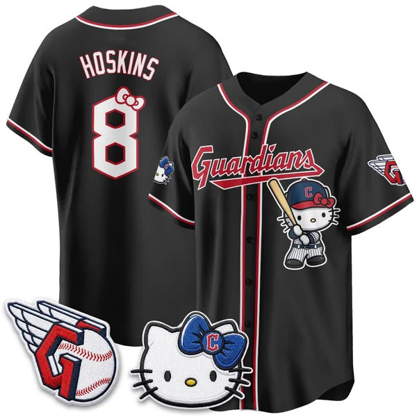 Cleveland Guardians #8 Rhys Hoskins Black BUTLER Meow KT Vapor Stitched Jersey