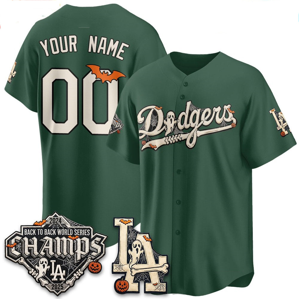 Custom Los Angeles Dodgers Green Halloween 2026 Baseballjersey BUTLER