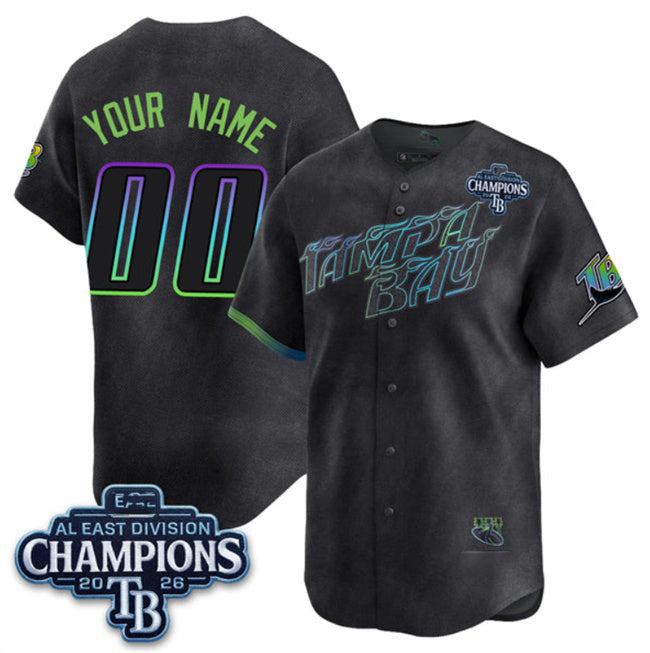 Custom Tampa Bay Rays ACTIVE PLAYER Charcoal 2026 AL East Champions Patch City Connect Limited Stitched Jersey BUTLER