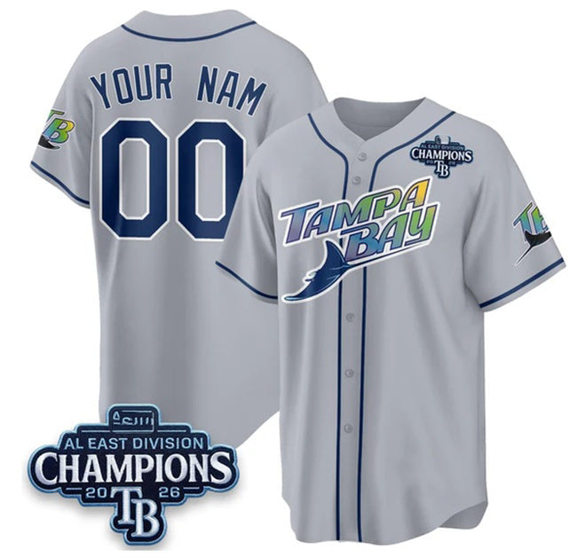 Custom Tampa Bay Rays ACTIVE PLAYER Gray 2026 AL East Champions Patch Limited Stitched Jersey BUTLER