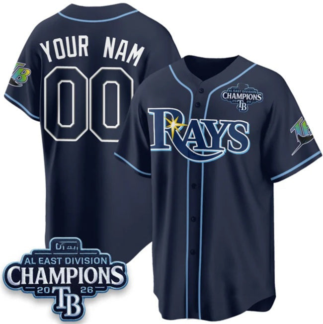 Custom Tampa Bay Rays ACTIVE PLAYER Navy 2026 AL East Champions Patch Limited Stitched Jersey BUTLER