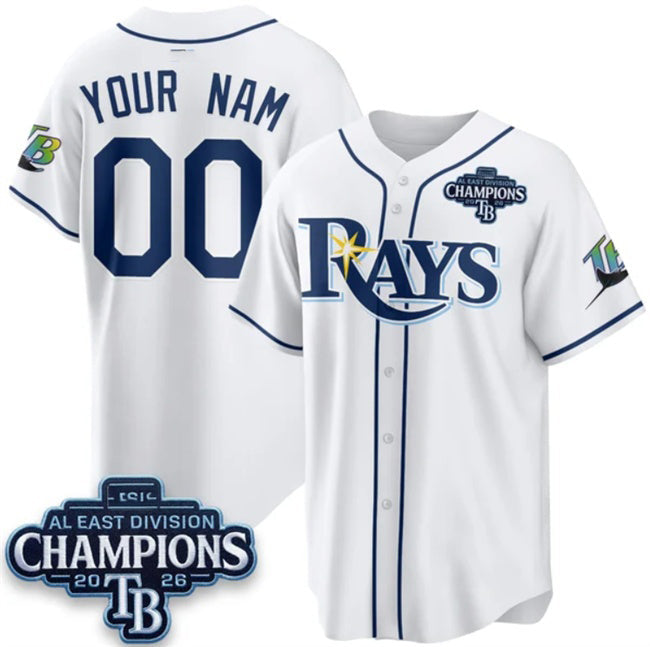 Custom Tampa Bay Rays ACTIVE PLAYER White 2026 AL East Champions Patch Limited Stitched Jersey BUTLER