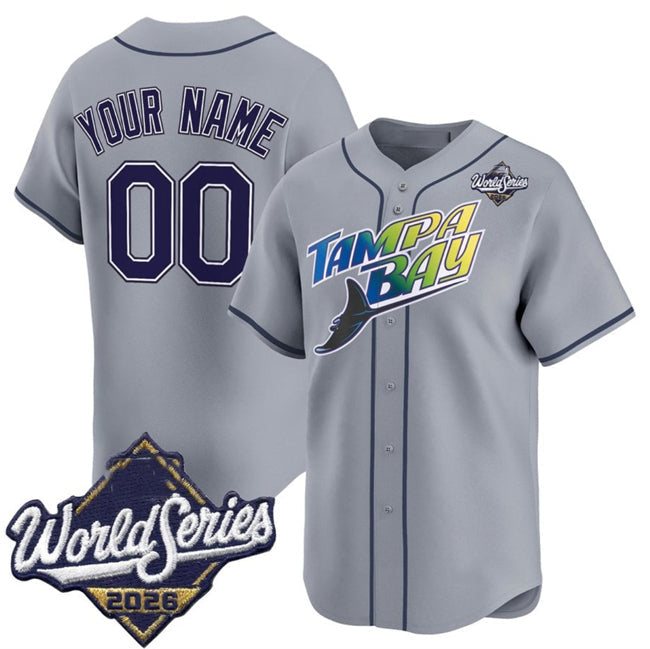 Custom Tampa Bay Rays Active Player Grey 2026 World Series Limited Stitched Jersey BUTLER