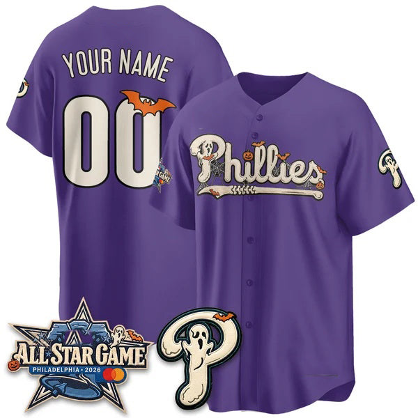 Custom Philadelphia Phillies Purple BUTLER Halloween 2026 Vapor Limited Stitched Jersey