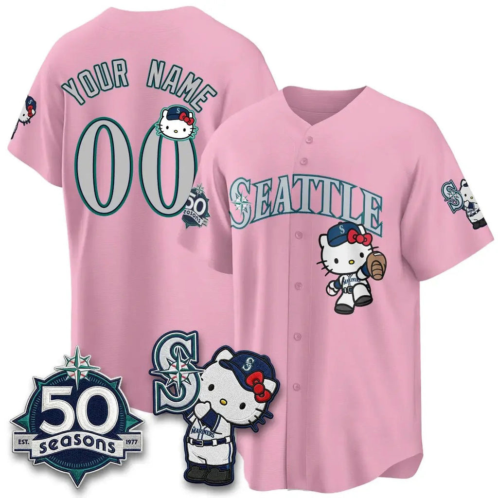 Custom Seattle Mariners x Meow KT Night Pink BUTLER Limited Jersey - All Stitched V2