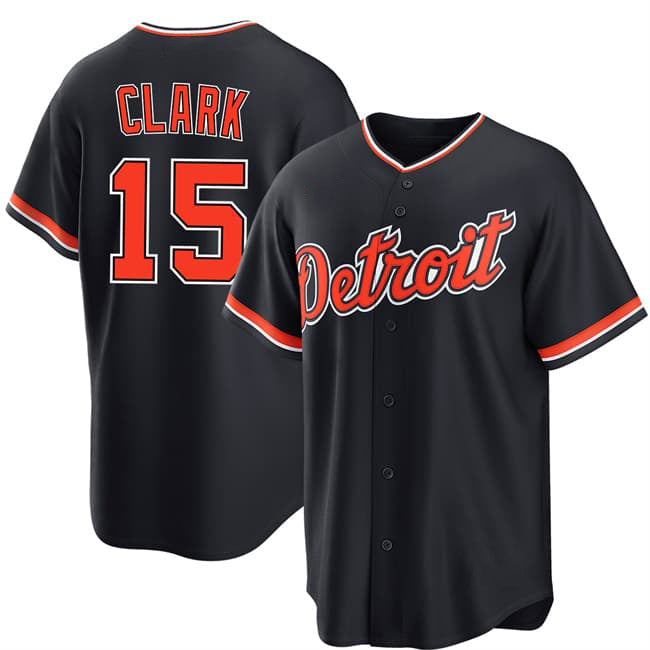 Detroit Tigers #15 Max Clark Navy Alternate Stitched Jersey BUTLER