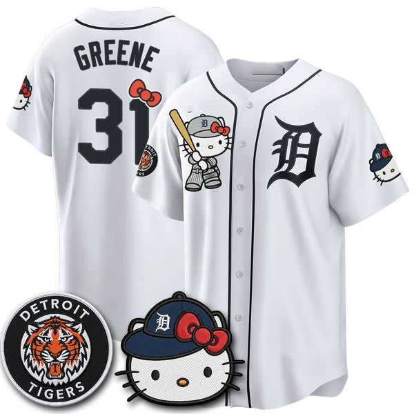 Detroit Tigers #31 Riley Greene White BUTLER Meow KT Edition Vapor Limited Stitched Jersey