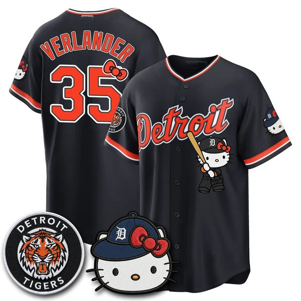 Detroit Tigers #35 Justin Verlander Black BUTLER Meow KT Edition Vapor Limited Stitched Jersey