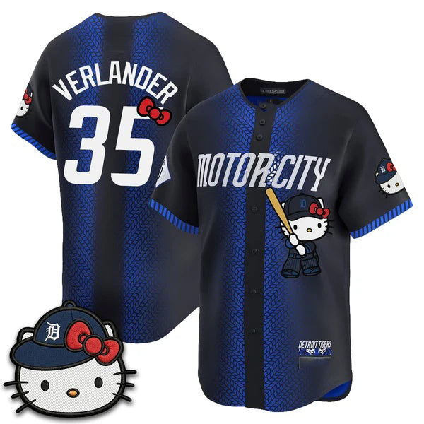 Detroit Tigers #35 Justin Verlander Navy BUTLER Meow KT Edition Vapor Limited Stitched Jersey