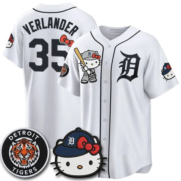 Detroit Tigers #35 Justin Verlander White BUTLER Meow KT Edition Vapor Limited Stitched Jersey