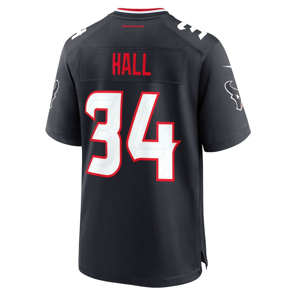 H.Texans #34 Bryce Hall Navy Team Game Jersey BUTLER