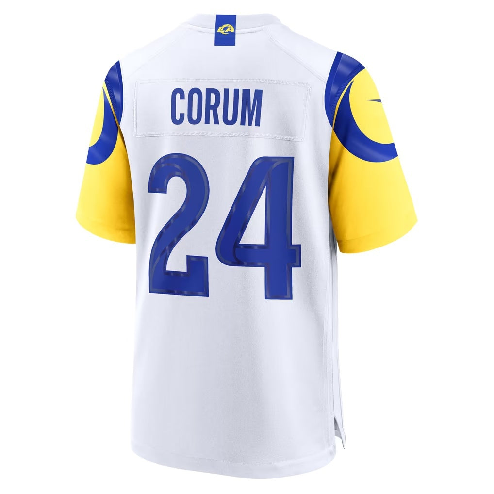 LA.Rams #24 Blake Corum White Game jersey BUTLER
