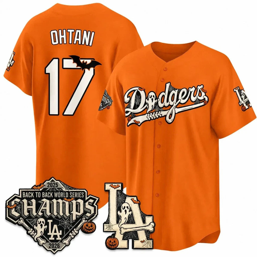 Los Angeles Dodgers #17 Shohei Ohtani Orange Halloween 2026 Baseballjersey BUTLER