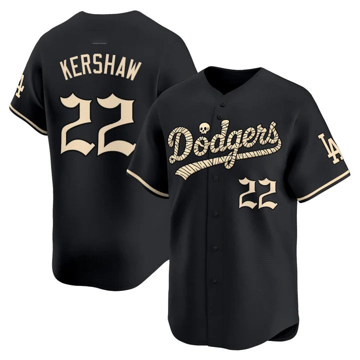 Los Angeles Dodgers #22 Clayton Kershaw Black 'Halloween Mummy Edition' Premier Limitedjersey BUTLER - Stitched Baseballjersey BUTLER