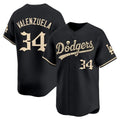 Los Angeles Dodgers #34 Fernando Valenzuela Black 'Halloween Mummy Edition' Premier Limitedjersey BUTLER - Stitched Baseballjersey BUTLER