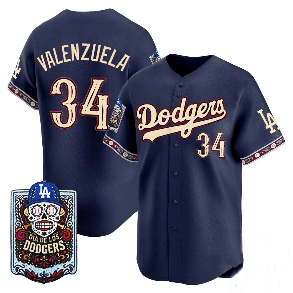 Los Angeles Dodgers #34 Fernando Valenzuela x Dia De Los Muertos Navy 2026 Baseballjersey BUTLER