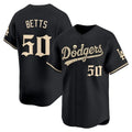 Los Angeles Dodgers #50 Mookie Betts Black 'Halloween Mummy Edition' Premier Limited - Stitched Baseballjersey BUTLER