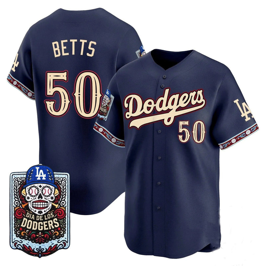 Los Angeles Dodgers #50 Mookie Betts x Dia De Los Muertos Navy 2026 Baseballjersey BUTLER