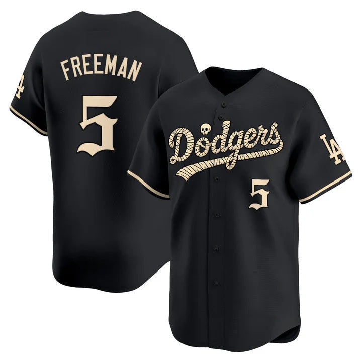 Los Angeles Dodgers #5 Freddie Freeman Black 'Halloween Mummy Edition' Premier Limited - Stitched Baseballjersey BUTLER