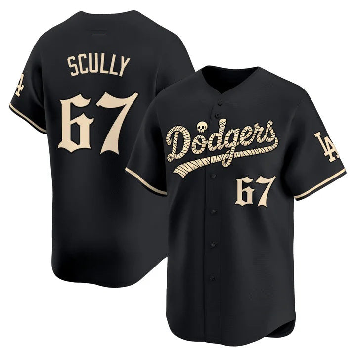 Los Angeles Dodgers #67 Vin Scully Black 'Halloween Mummy Edition' Premier Limited - Stitched Baseballjersey BUTLER