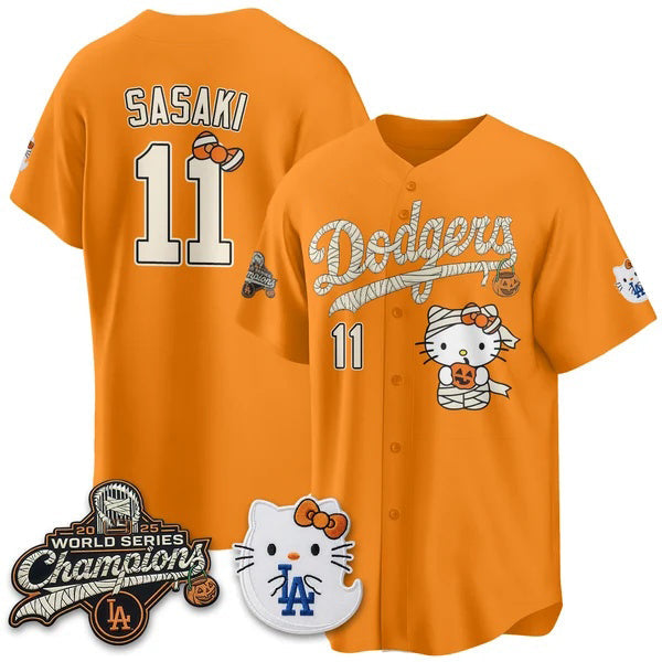Los Angeles Dodgers #11 Roki Sasaki Orange BUTLER Halloween 2026 Vapor V2- Stitched Jersey