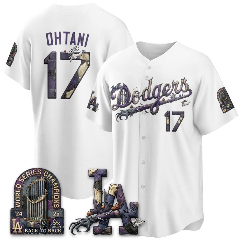 Los Angeles Dodgers #17 Shohei Ohtani Gray BUTLER Nightmare Halloween Edition Jersey