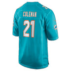 M.Dolphins #21 Kevin Coleman Aqua Team Game jersey BUTLER