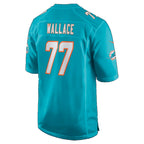 M.Dolphins #77 Caedan Wallace Aqua Team Game jersey BUTLER