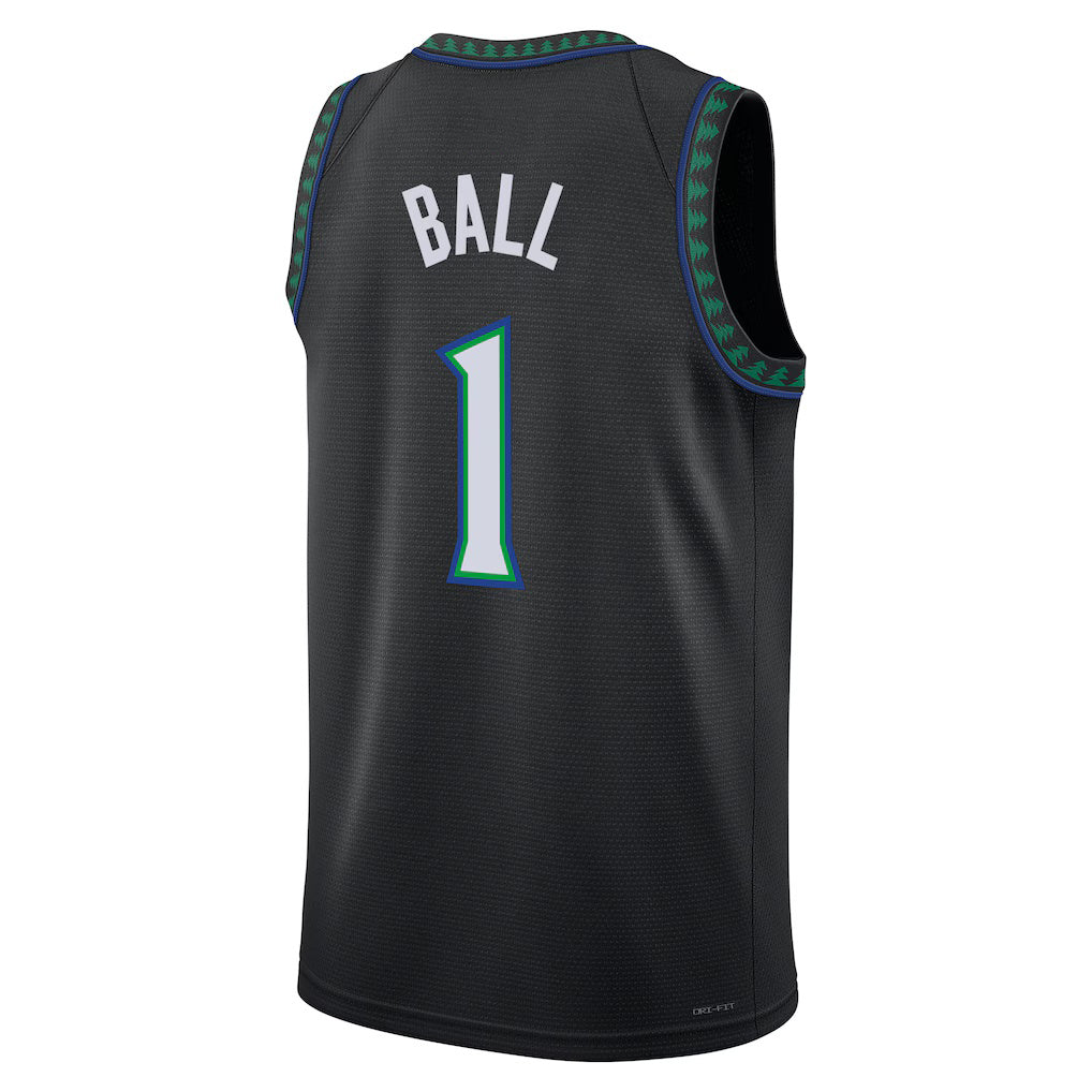 M.Timberwolves #1 LaMelo Ball Black Statement Edition Swingman Basketball Jersey BUTLER